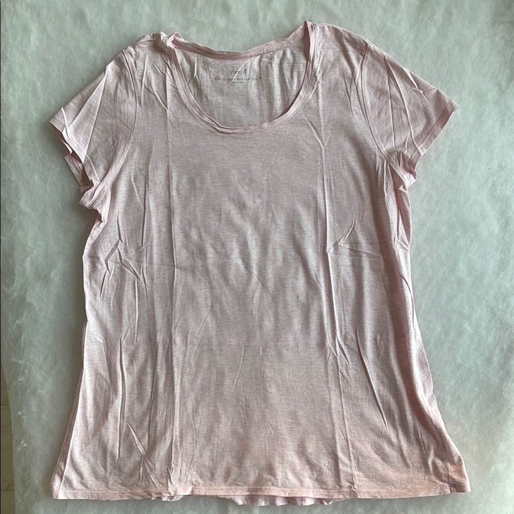 J Jill Baby Pink Scoop Neck Pima Cotton Elliptical Tee T-shirt